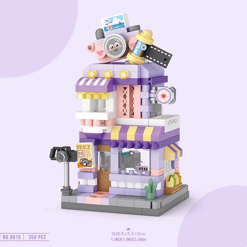 City Street View Building Block Set DIY Ice Cream Coffee Flower Shop Model Building Toy Ideal for Home Decor and Holiday Gifts 4