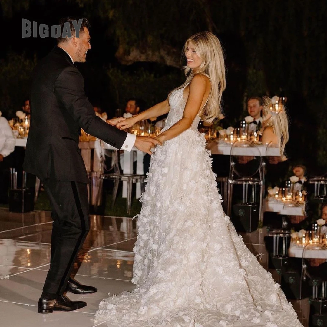 

Exquisite Wedding Dress For Woman Sweetheart-Neck A-Line Lace Appliques Bridal Gowns Tulle Sweep Train Vestidos De Novia Custom