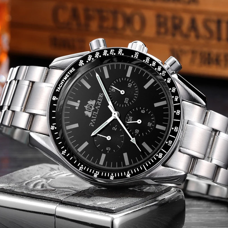 PAULAREIS P Brand Luxury Men Mechanical Watches Calendar Business Watch Mens Sports Waterproof Stainless Steel Automatic Watches