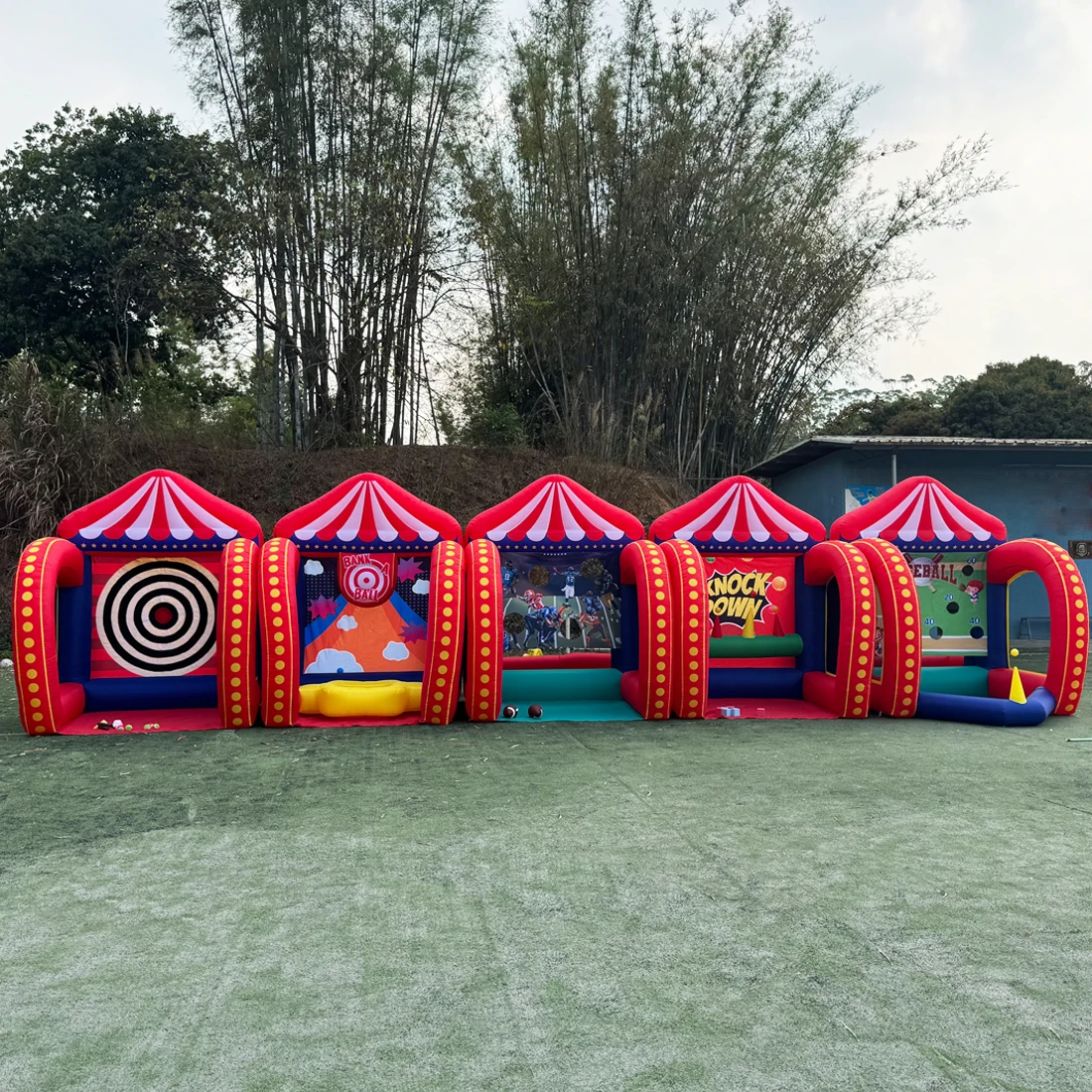 I più nuovi giochi gonfiabili di carnevale 5 in 1 Gioco di freccette da calcio Knock Down Ring Ross per bambini e adulti - immagine 6