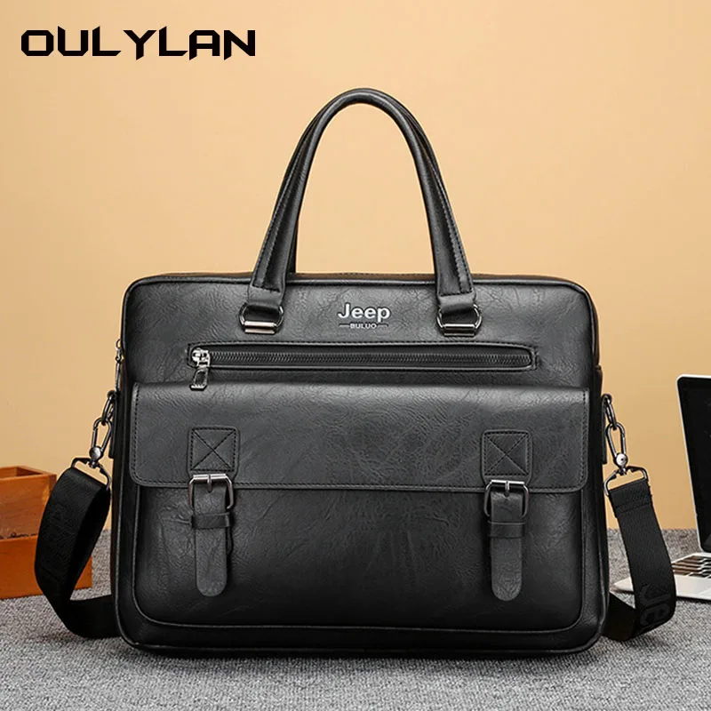 

Retro Laptop Briefcase Bag Genuine Leather Handbags Casual 15.6 Pad Bag Daily Working Tote Bags Men Male bag for documents