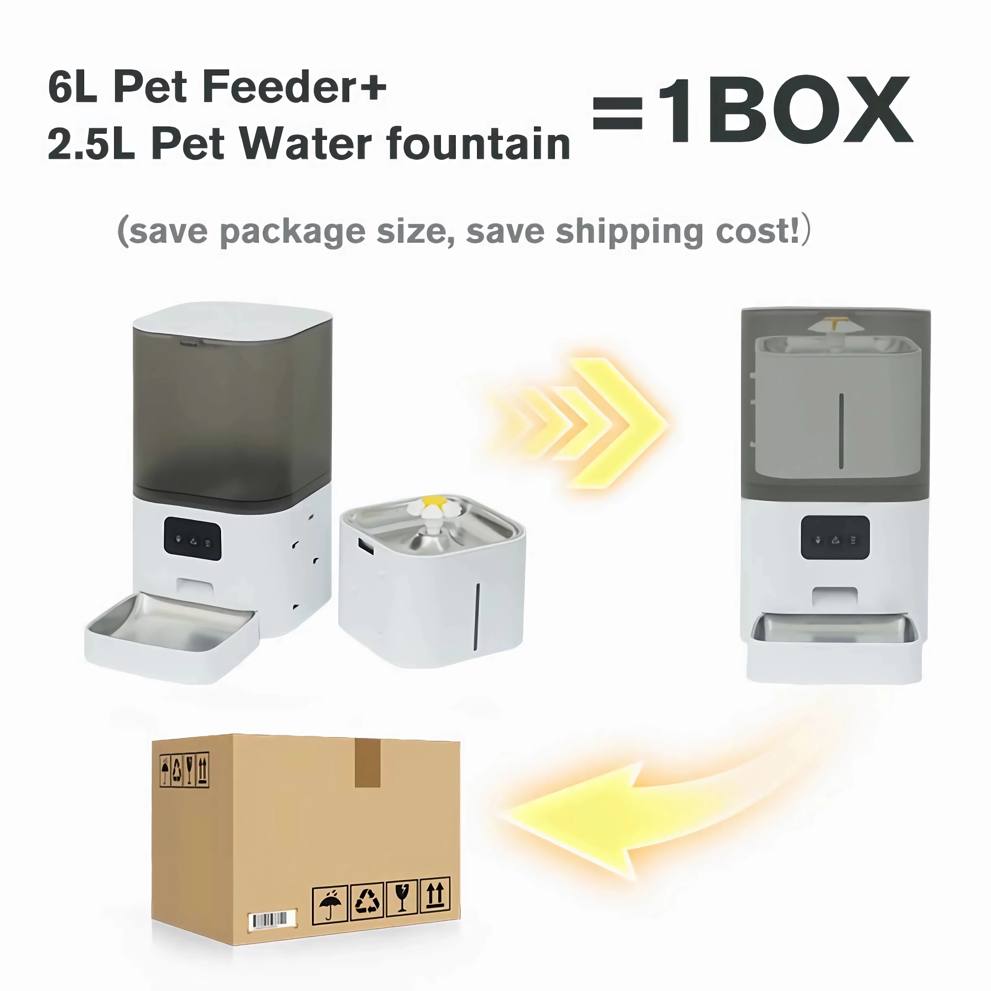Smart Pet Feeder 2 In 1 Automatic Dispenser 6L Large Capacity & 2.5L Pet Water Fountain WiFi APP Control For Cats Dogs Dry Food_voghion.com