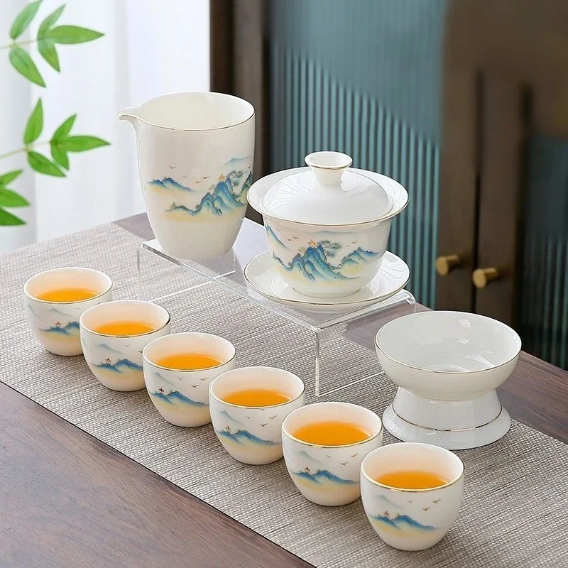 Set Di Teiere Webao, Servizio Da Tè Cinese Kungfu, Teiera In Ceramica Con 4 Tazze E Vassoio Per Tè, Set Da Viaggio Regalo All-in-one Per Tè Sfuso, Nero - 10