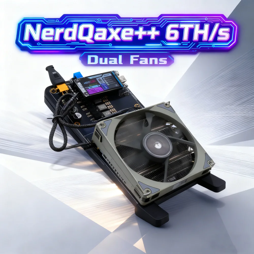 NerdQaxe++ 6TH/s Rev 6.1 100W Upgrade XT30 PSU Dual Fans Bitcoin Miner BTC Open-Source Mining Machine Better Heat Dissipation
