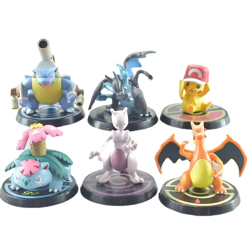 

6psc Base Elf Pokemon Toy Figures 8generations Pikachu/Bulbasaur/Squirtle Pokemon Cartoon Anime Figure Girl Kids Birthday Gifts