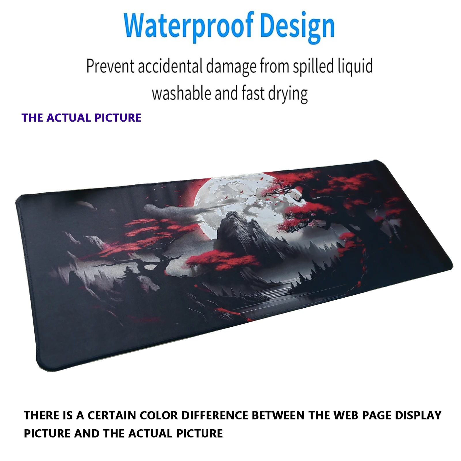 Ink Style Landscape Mountains Extended Gaming Mouse Pad - Large Non-Slip Rubber Base Mouse Pad with Stitched Edges and Washable 5