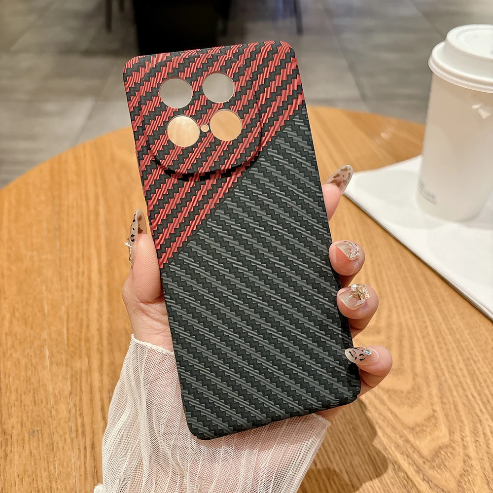 Slim Carbon Fiber Pattern PC Hard Phone Case with Camera Protection Cover