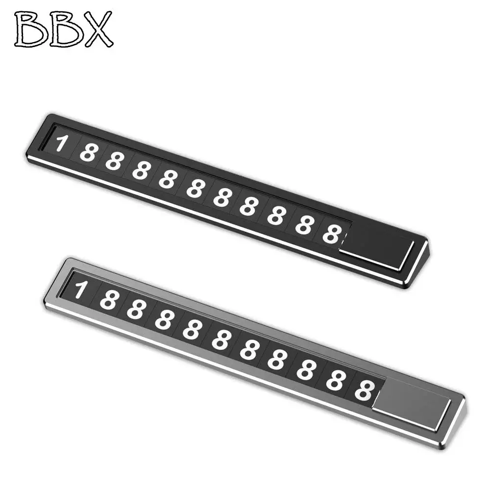 

Hidden Switch Cell Phone Number Plate Card Metal Alloy Car Temporary Parking Card Car Sticker Business Card