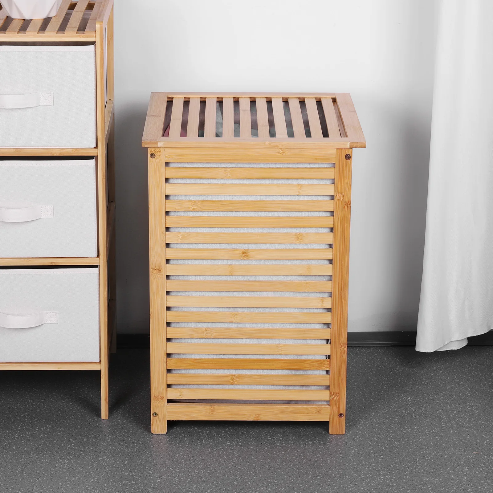 Bamboo Laundry Hamper with Removable Liner Bag Dirty Clothes Hamper Dirty Clothes Storage Basket for Home Use