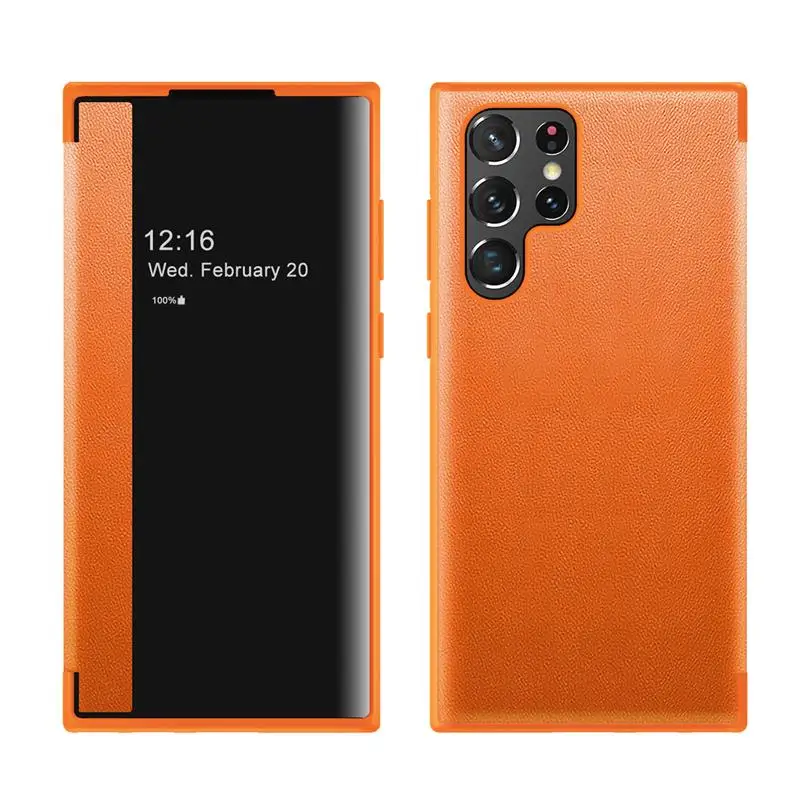 Luxury Shockproof Flip Leather Case with Window View and Book Cover Design