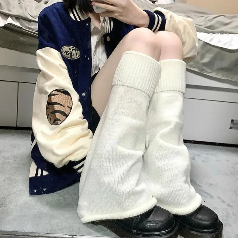 귀여운 플레어 니트 다리 워머, 일본 롱 양말, 칼리지 JK 로리타, 카와이 다리 커버, 패션 소녀 송아지 각반, 하라주쿠, 1 쌍