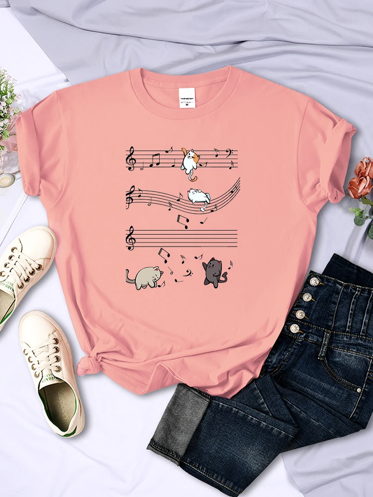 Kopie Von Musical Cats Musical Notes Printing Women Tee Clothing Comfortable T Shirt Soft Cute Tshirts Breathable Woman388_voghion.com