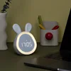 Mini cartoon rabbit LED alarm clock night light for students dormitory digital display children wake up light USB charging 6