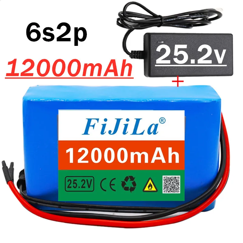 

High-quality 6s2p 24v 12.0ah18650 Lithium Ion Battery Pack 25.2v 12000mah Electric Bicycle Dragging Battery Pack BMS + Charger