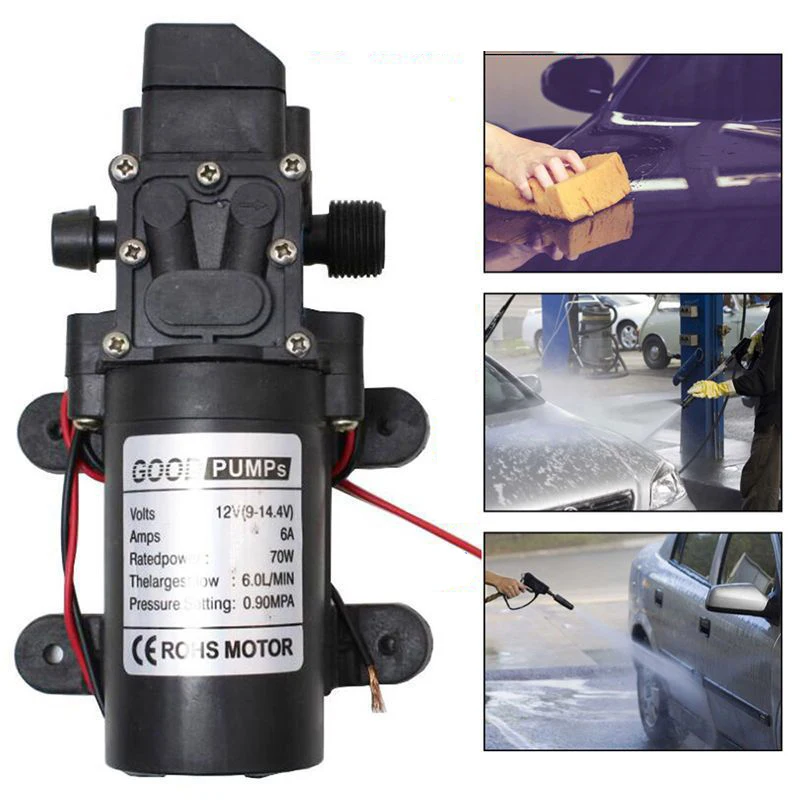 70W DC 12V Micro Electric Diaphragm Reflux Water Pumps Automatic Switch 6L/Min for High Pressure Car Washing / Home Irrigatiom water pump accessories