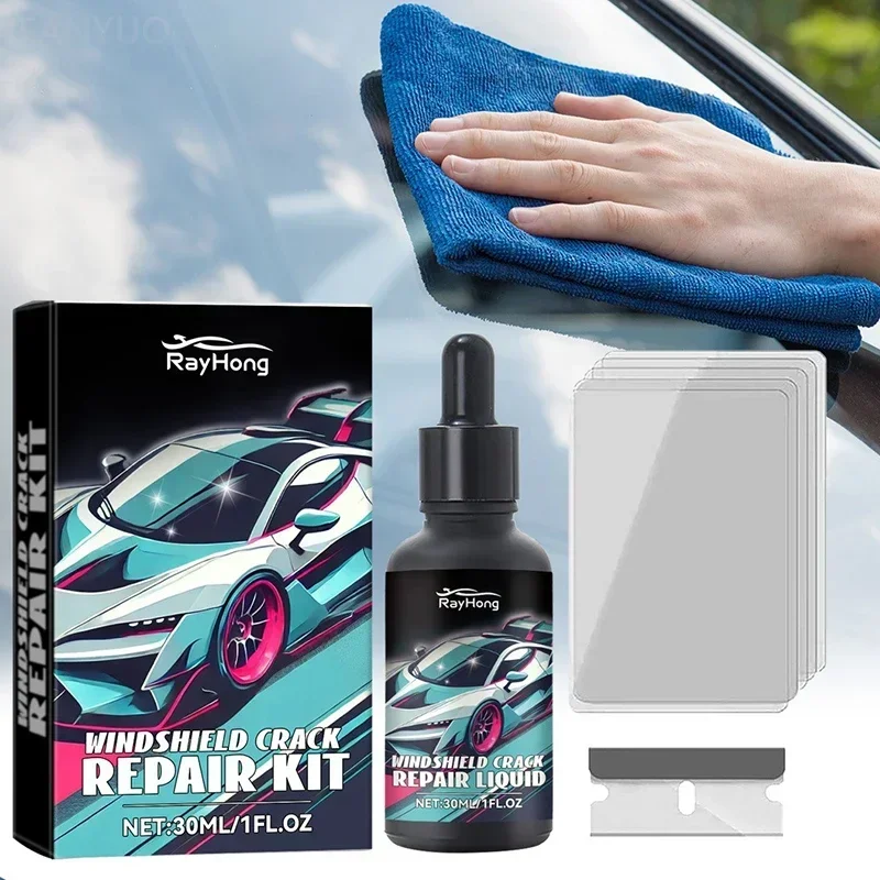 For Long Big Chip Crack Car Windshield Repair Tool Window Glass Windscreen Restoration Kit Renew Full Set Resin Cup Blade Film 2