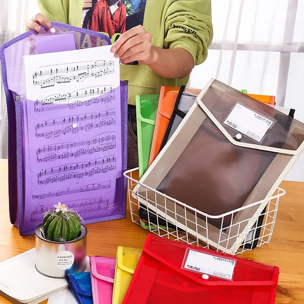 A4 File Folder Stationery Storage Folder Waterproof File Organizer Folders PVC Bag Envelope Paper Storage Organizers