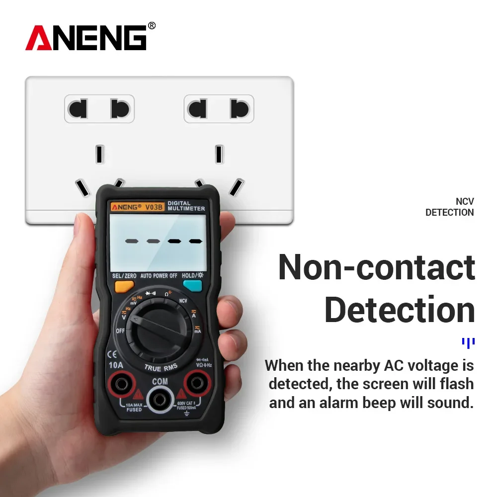 ANENG V03B True RMS Digital Professional Multimeter Tester 4000 Counts multimetro Meter Auto AC/DC Transistor Ampere Tester