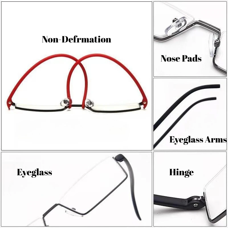 Sleek Metal Anti-Blue Light Half Frame Reading Glasses