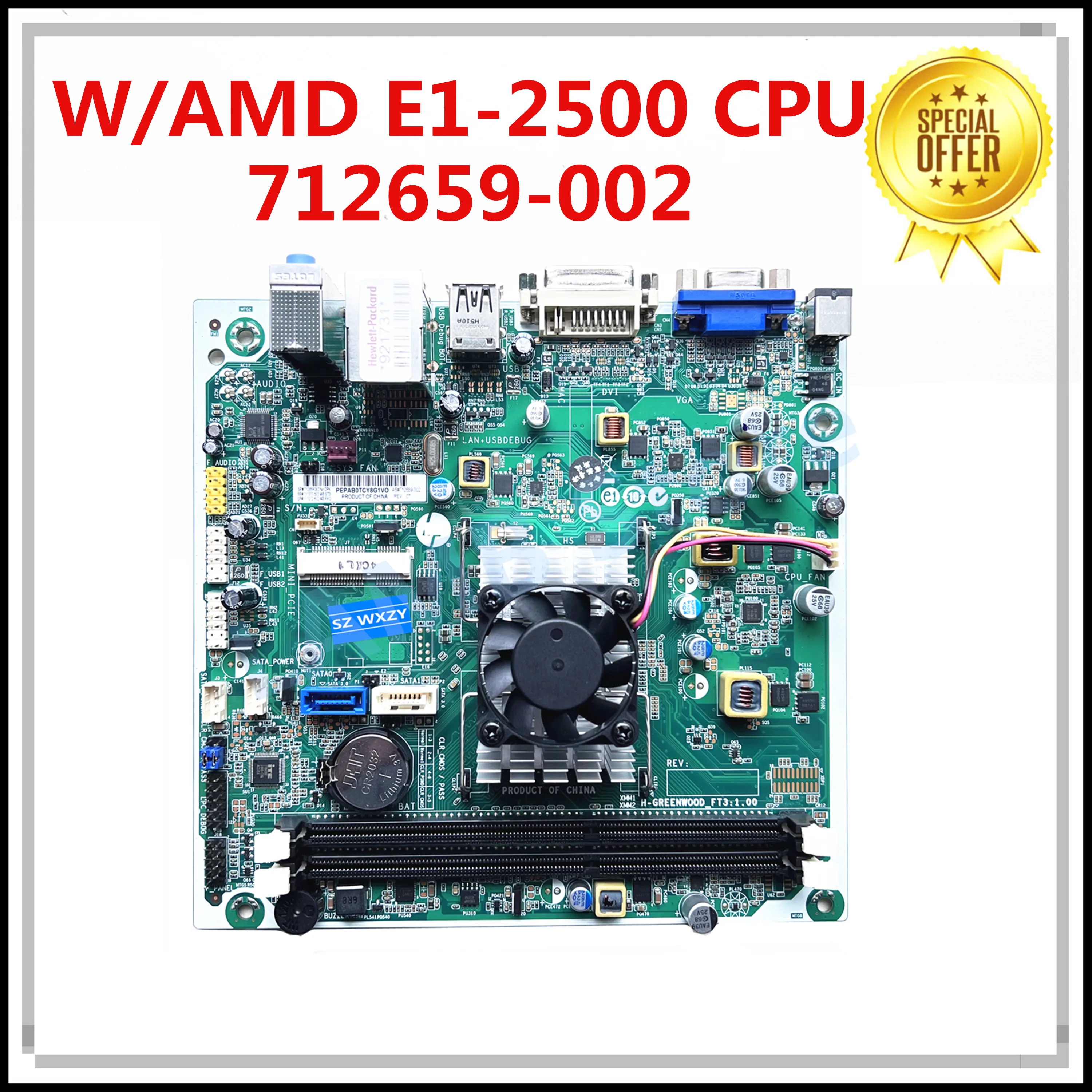 712659-002 для HP Pavilion Slimline 110 400-224 Greenwood материнская плата с процессором AMD E1-2500 717072-502 100%