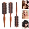 6 Style Natural Boar Bristle Hair Round Brush Wood Handle Round Barrel Hair Comb Hair Roller Brush Hairdressing Styling Tools 5