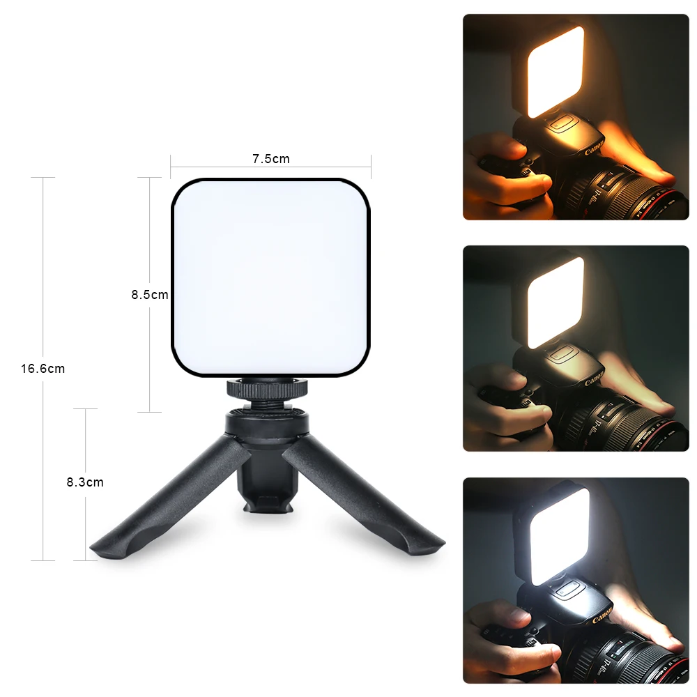 W64RGB 비디오 라이트 휴대용 사진 카메라, 2500K-9000K 조명, 콜드 슈, 카메라 폰 셀카 라이브용 20 색 조정