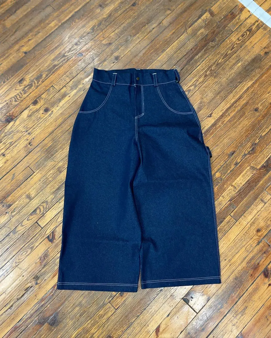 American Retro Street Dark Straight Jeans Men and Women New Embroidered Jeans Loose Straight Hip-hop Wide-leg Pants Y2k Clothes