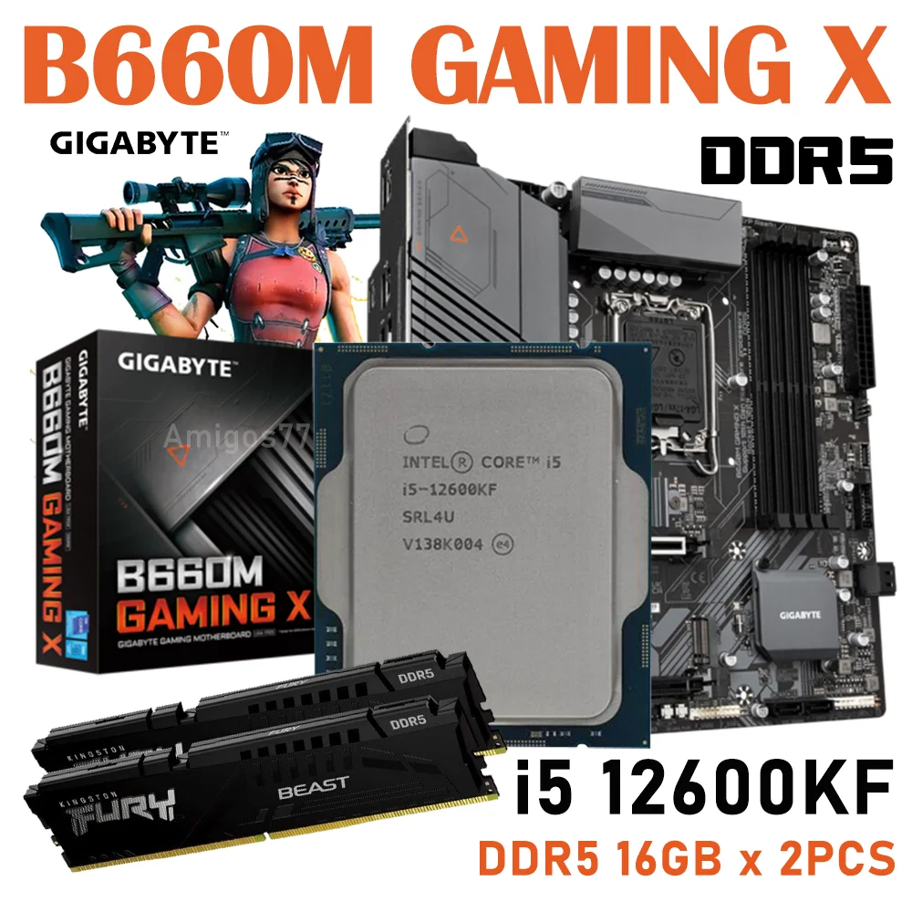Gigabyte Combo Kit B660m Gaming X Motherboard + Intel I5 12600kf Cpu