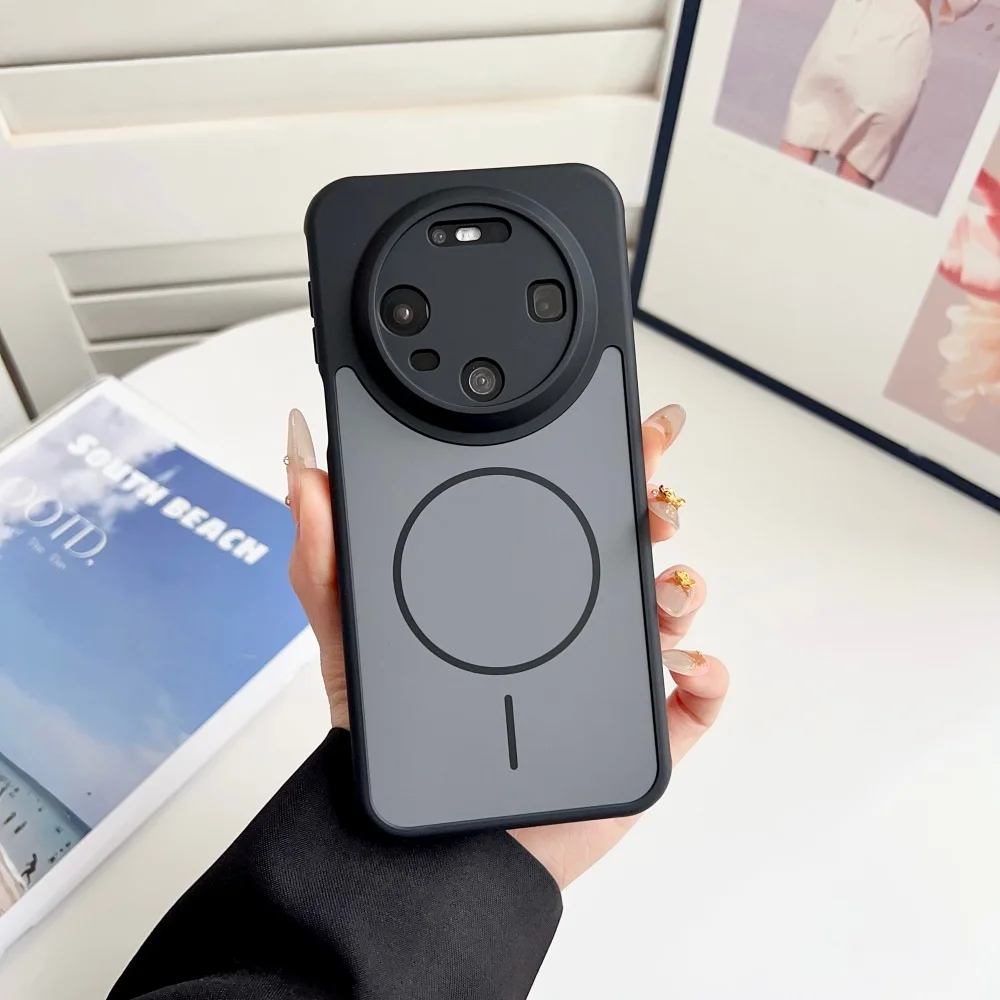 Luxury Matte Magnetic Shockproof Phone Case with Wireless Charging Compatibility