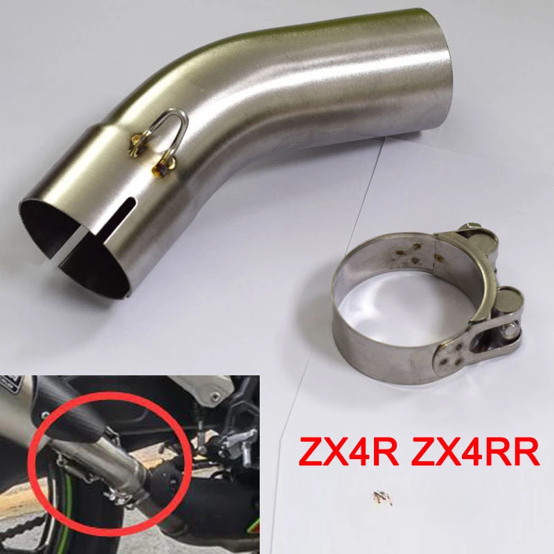 

51MM Motorcycle Exhausts Pipes For KAWASAKI Ninja ZX-4R ZX-4RR Muffler Connection Accessories 304 Stainless Steel Material