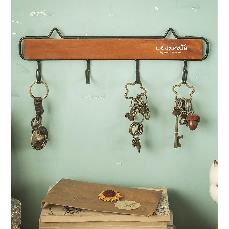 Цельный винтажный металлический настенный крючок с рамкой держатель для ключей