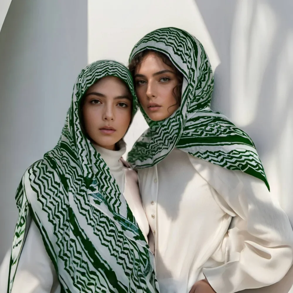 Muslim Fashion Watercolor Printed Cotton Hijab Spring Summer Sunscreen Scarf Arabian Tie-dye Long Shawls Turkish Headscarf - Image 3