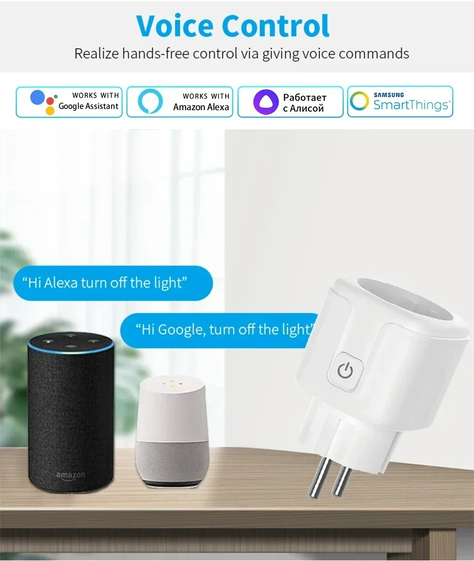 Smart WiFi Plug with Power Monitoring and Voice Control