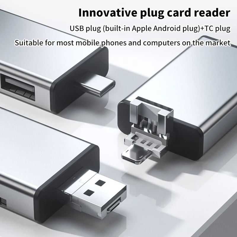 7-in-1 Multifunctional Card Reader Storage Box SD Card Micro SD Case OTG Adapter USB2.0 Type-C Adapter Storage Box