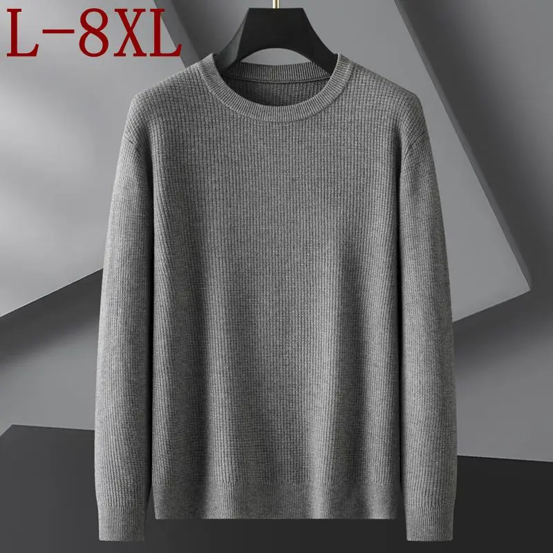 

8XL 7XL 6XL 2023 New Fall Winter High End Knit Sweater Men Thick Warm Mens Pullover Sweaters Long Sleeve O-neck Men's Knitwear