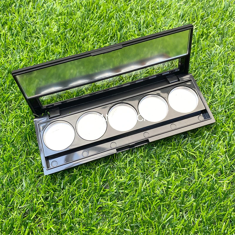 

5 Grids Matte Black Empty Eyeshadows Boxes Eyeshadows Sub Storage Cases Empty Eyeshadows Refillable Container Sub Package Boxes