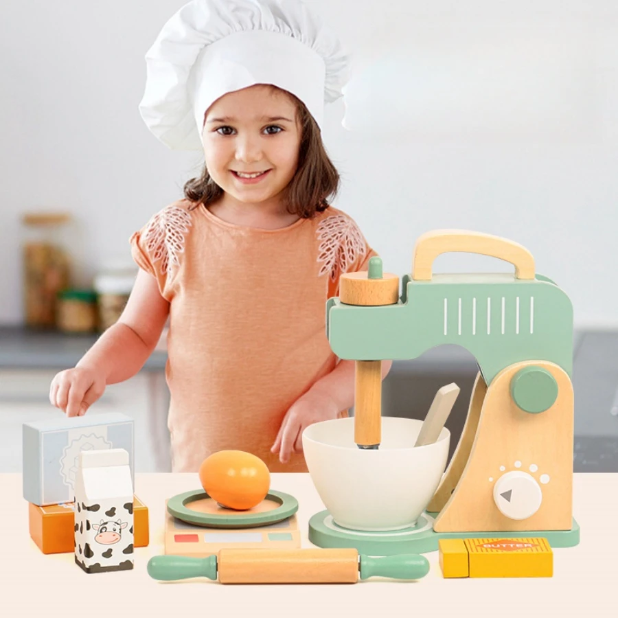 Children Play House Simulation Teapot Girl Tea Kitchen toys, wooden cake kindergarten birthday present 5