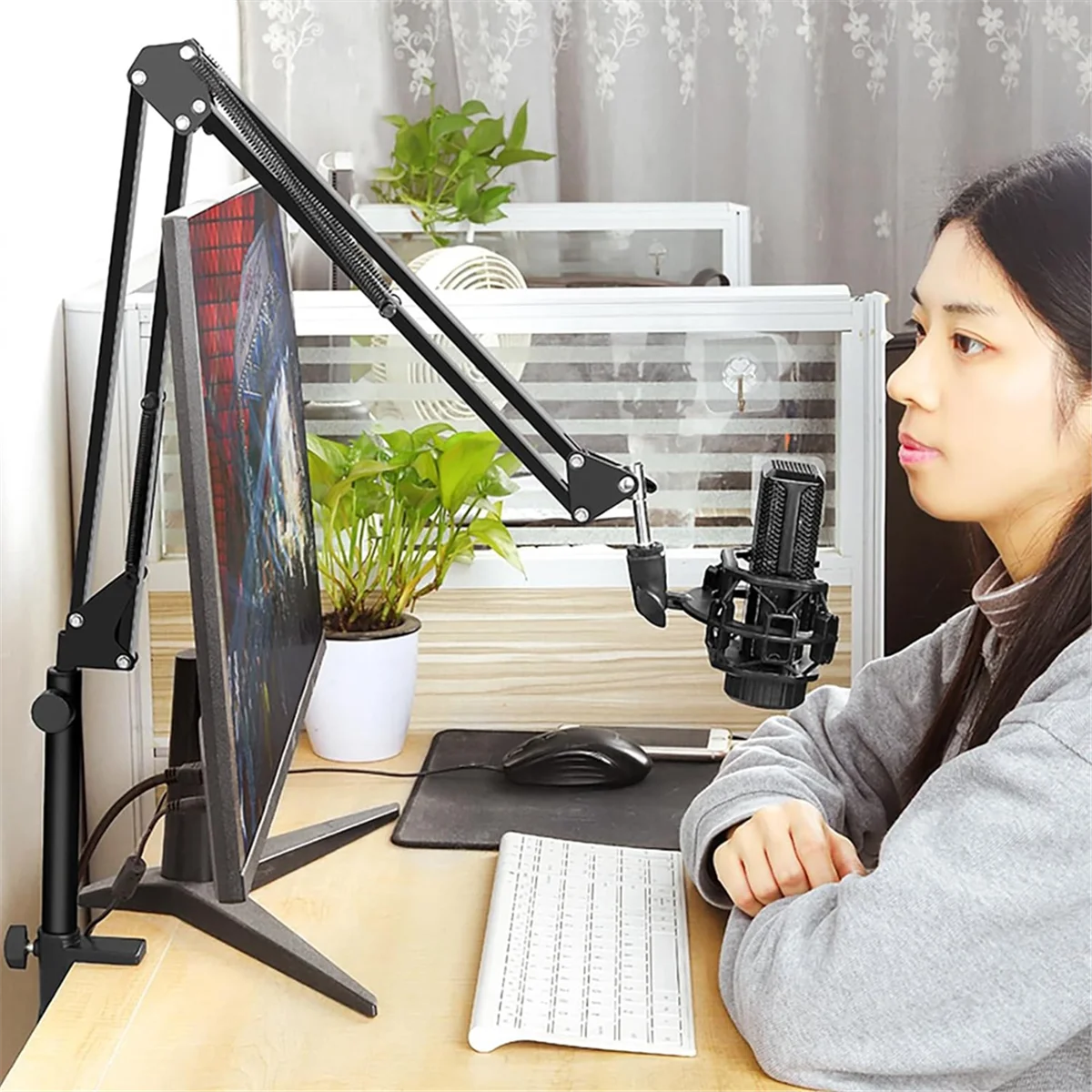 ABGQ Microphone Boom Arm Extension Tube Mic Stand Extension Riser For Microphone Suspension Boom Scissor Arm Stand Holder