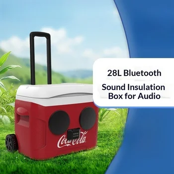 28L Rolling Bluetooth Speaker Portable Refrigerator Cooler Box Car Fridge Camping Fishing Picnic Insulated Ice Chest Cooler Box 1