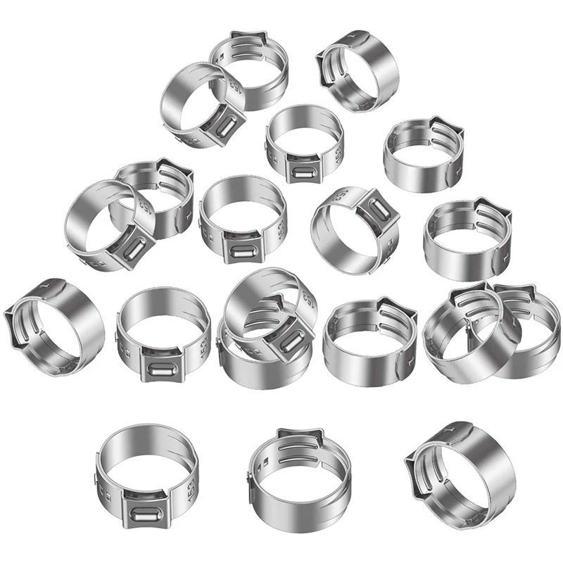 HOT Hose Clamp Rings 130 Pieces 7 21Mm Single Ear Stepless Hose Clamps Assortment Stainless