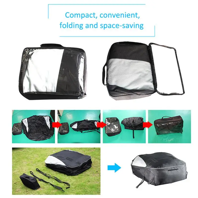 

Car Roof Storage Bag Waterproof and Dustproof 600D Oxford Cloth Large Capacity Easy to Install Car Camping Travel Outdoor