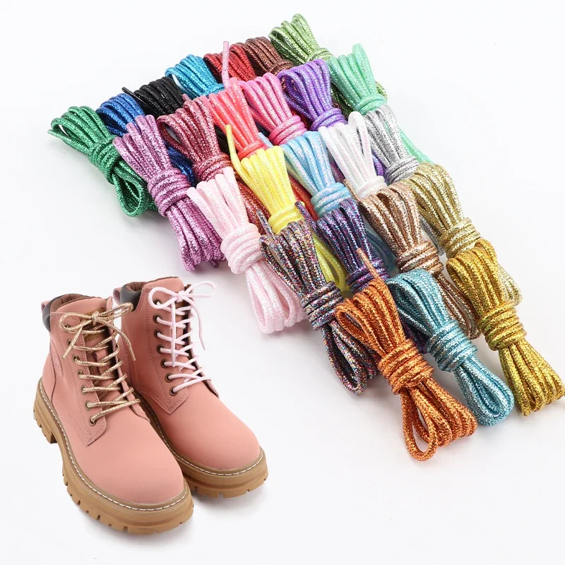 Vibrant Glitter Round Shoelaces for Trendy Sneakers and Leather Shoes