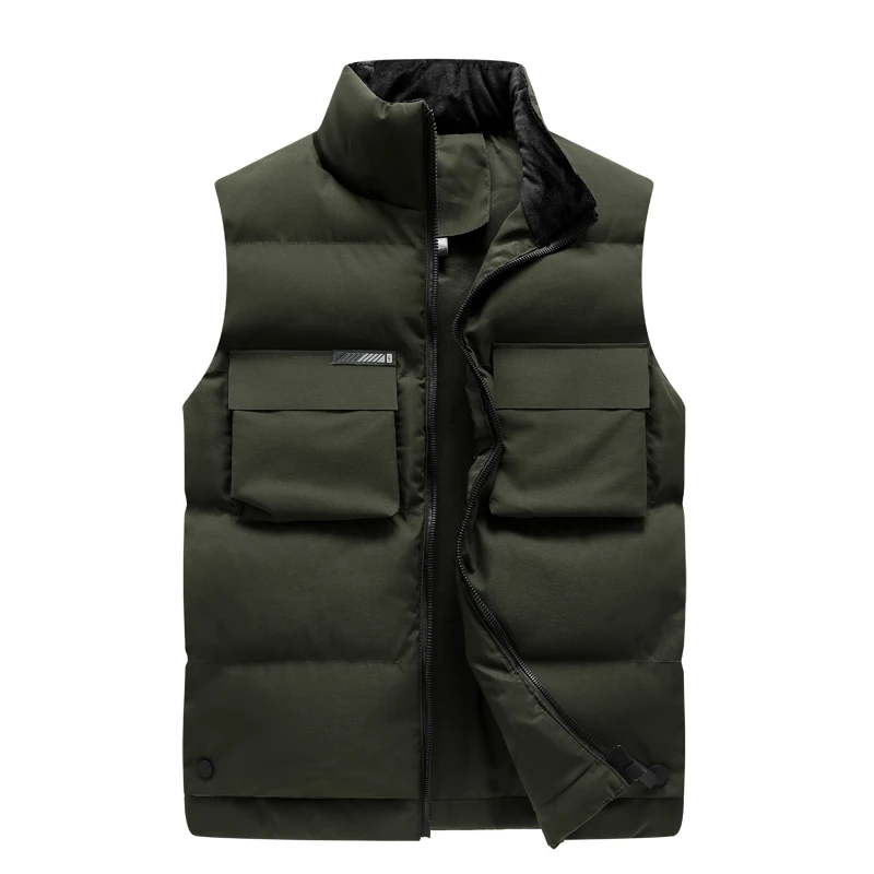 Description Picture 4 of itemAutumn Winter Men Casual Windproof Sleeveless Vest Jacket Coat Man Waistcoat Stand Collar Vest Man Pocket Overcoat Plus Size 8XL
