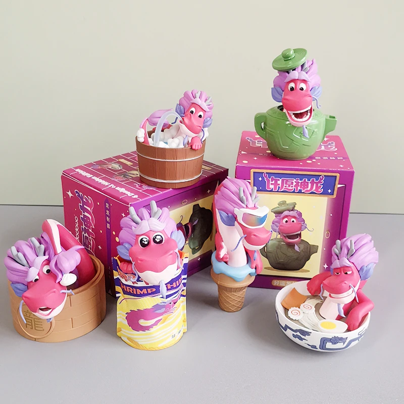 

6pcs/set Wishing Dragon Blind Box Dinosaur Figure Toys Suprise Blind Bag PVC Model Toy Kids Gift