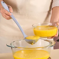 Long Handle Silicone Soup Spoon Large Ramen Noodles Tablespoons Hot Pot Porridge Ladle Scoop Kawaii Japanese Kitchen Utensils 4