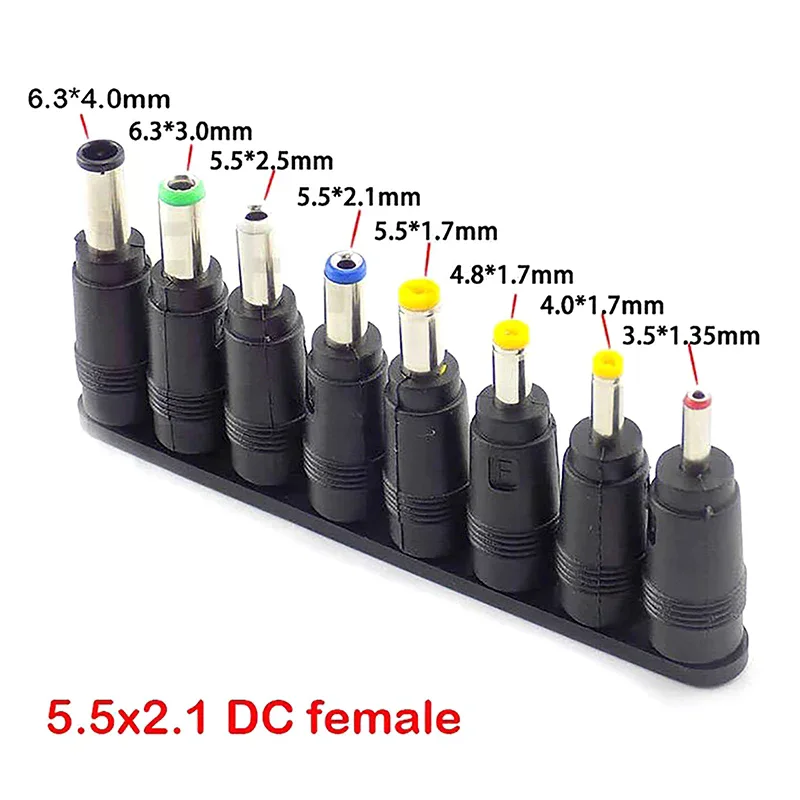 8pcs 범용 노트북 DC 전원 공급 장치 어댑터 커넥터 플러그 AC DC 잭 충전기 커넥터 전원 어댑터 변환 플러그