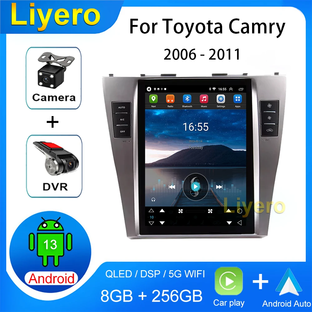 

Автомобильный радиоприемник 10,4 дюйма для Toyota Camry 2006-2011 CarPlay Android Авто GPS Навигация DVD мультимедийный видеоплеер стерео 4G 5GWiFi DSP
