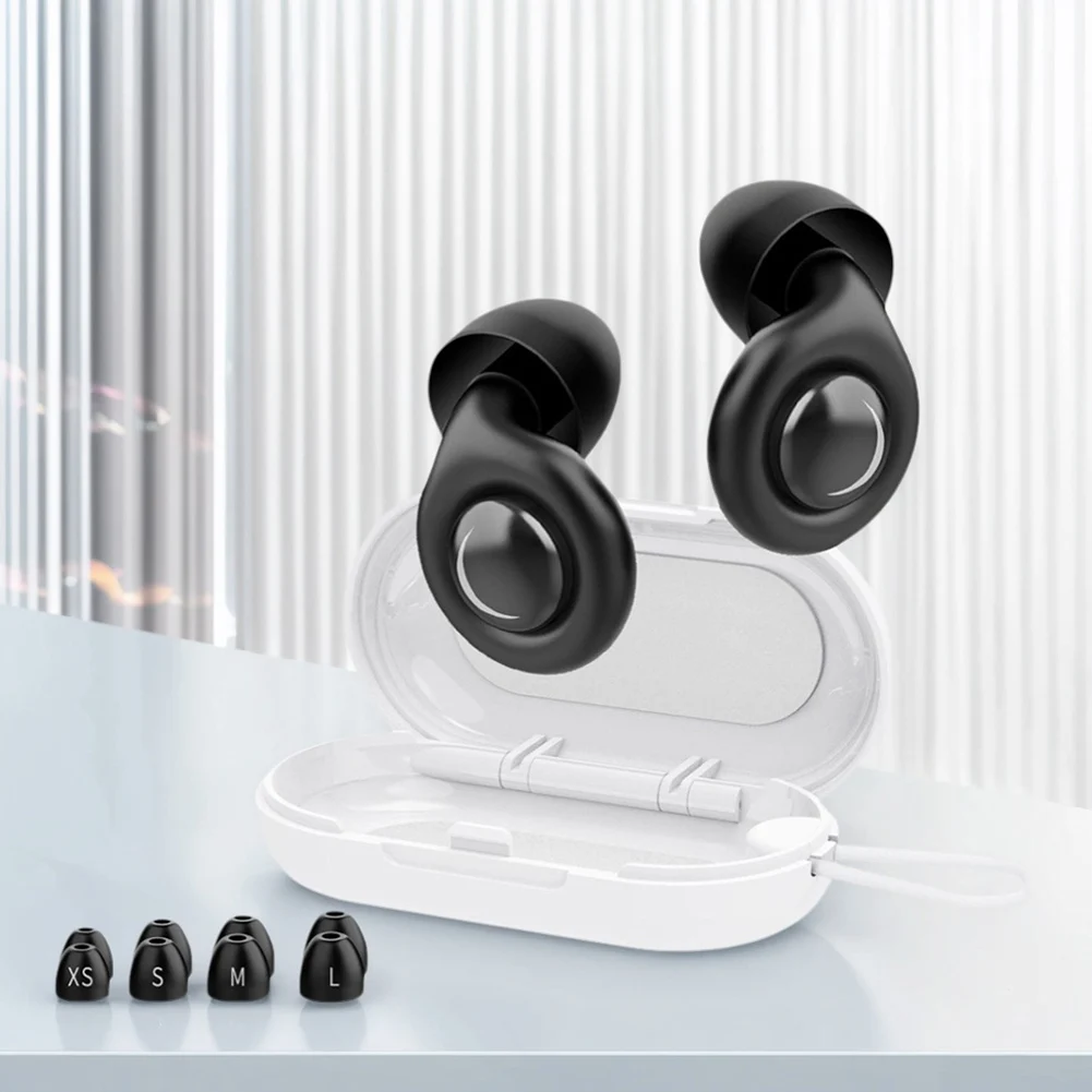 Reusable Silicone Sleep Ear Plugs W/ 10 Eartips in XS/S/M/L Hearing Protection Earplugs Noise Cancelling Ear Plugs for Sleeping