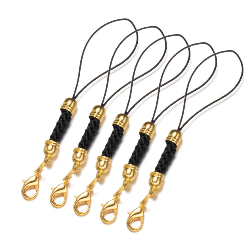 10 Stück schwarzes Schlüssel bunds eil mit Karabiner haken für DIY Schlüssel ring Anhänger Telefon kette Schmuck herstellung liefert Bastel zubehör