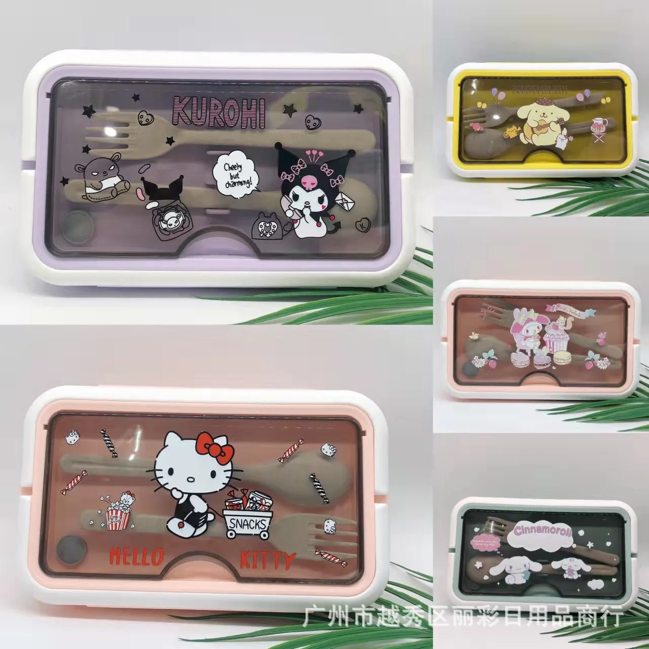 Portable Cute Sanrio Mymelody Microwave Oven Japanese Cutlery Split Handle Lunch Box Plastic Square Snack Box Students Box